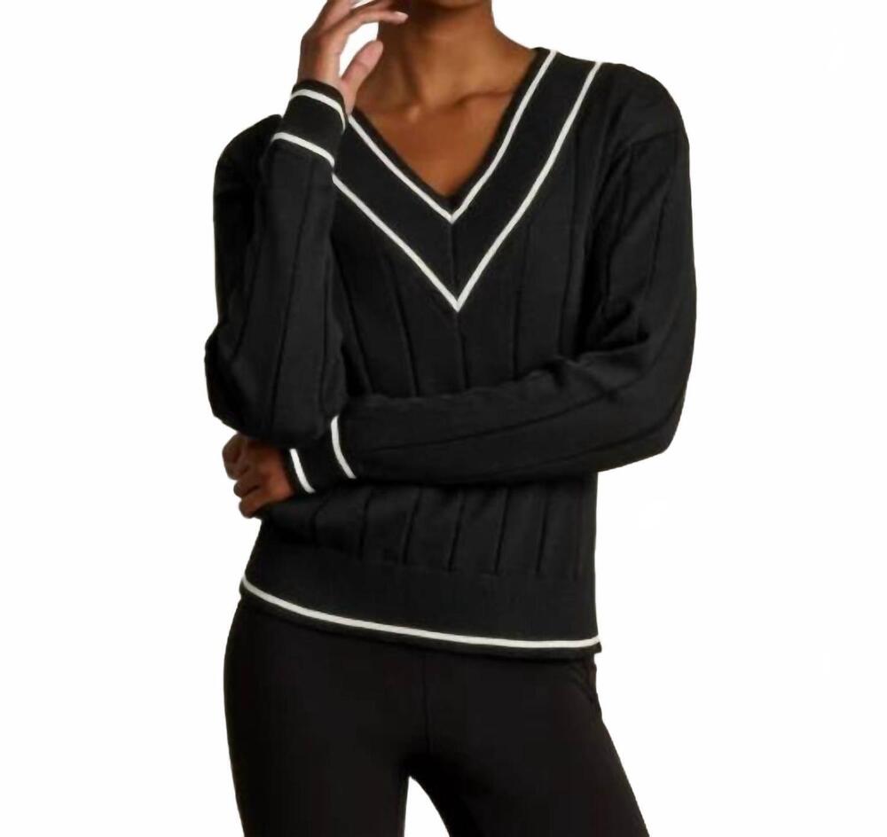 NEW RHONE varsity cable knit sweater in black
